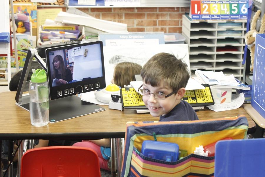 Second grader Jackson Becher learns on the computer. Becher was in math class at Westgate Elementary. 