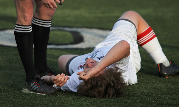 Junior Josh Bush goes down after a tackle. He is out for the rest of the season. 