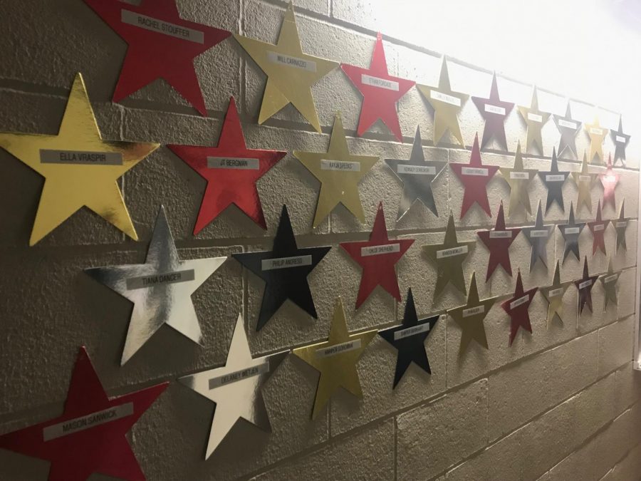 Students+who+were+selected+for+All-State+had+their+names+hung+on+stars+in+the+choir+hallway.