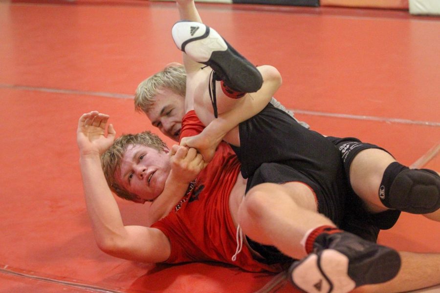 Vincentini practices with state qualifier Cole Haberman earlier this week,