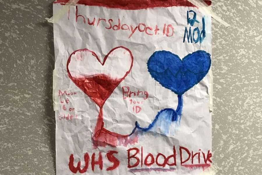 Featured above is one of the signs promoting the blood drive hung up by members of Westsides Medical Club.