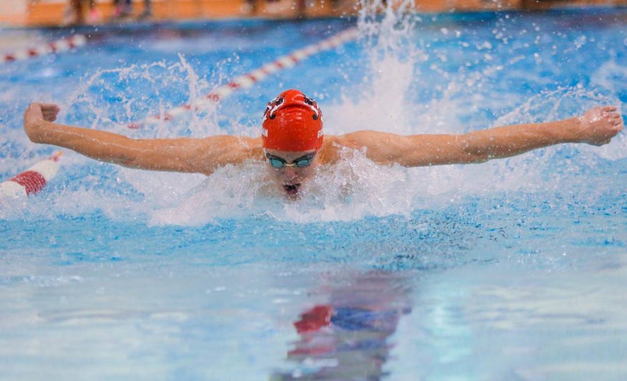 Freshman Kaden Guzman is a part of the 2020 state swimming team.