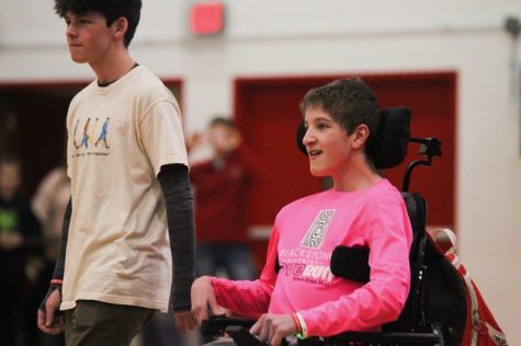 A Special Olympian is recognized during a recent Westside basketball game.