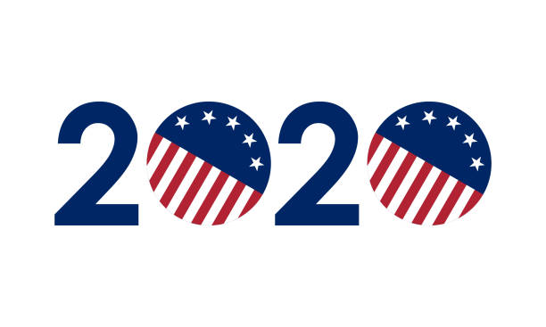 2020 numbers in united states flag colors, vector illustration