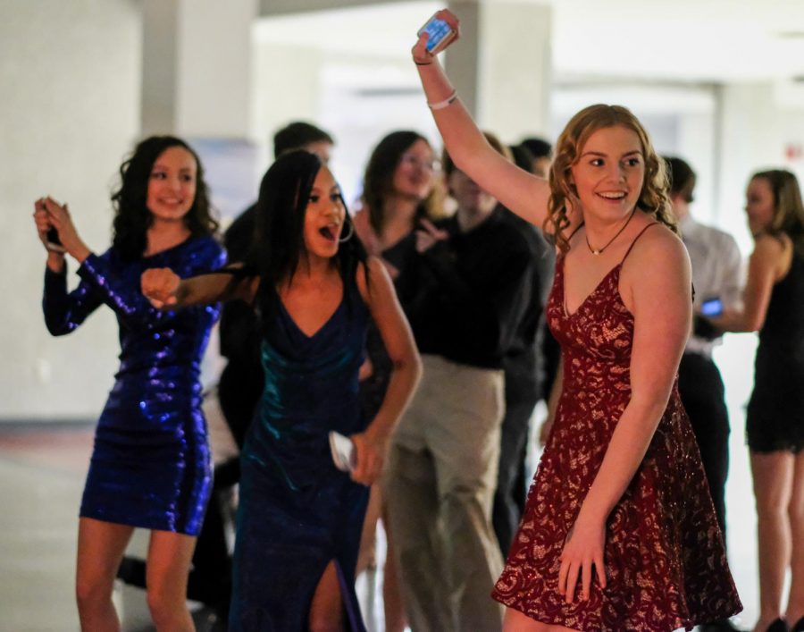 Current sophomores (left to right) Rose Padios, Majesty Marti-Lester and Gina Gage enjoy last years Winter Formal dance. 