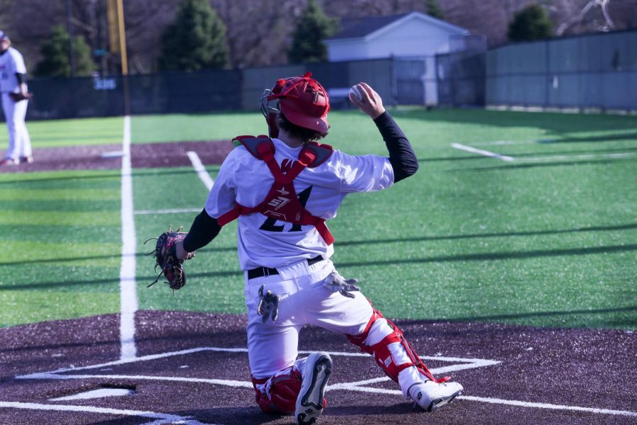 Junior RJ Gunderson has lead the team in triples while hitting .279. The utility man of utility men has caught, played both left and right field and second base this season.
Photo by Zoe Gillespie