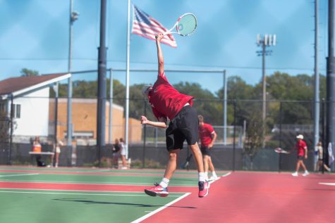 AJ Shefksy serves at the Warrior Invite. Shefsky placed fifth at Metros. - Photo by Cece Gerard
