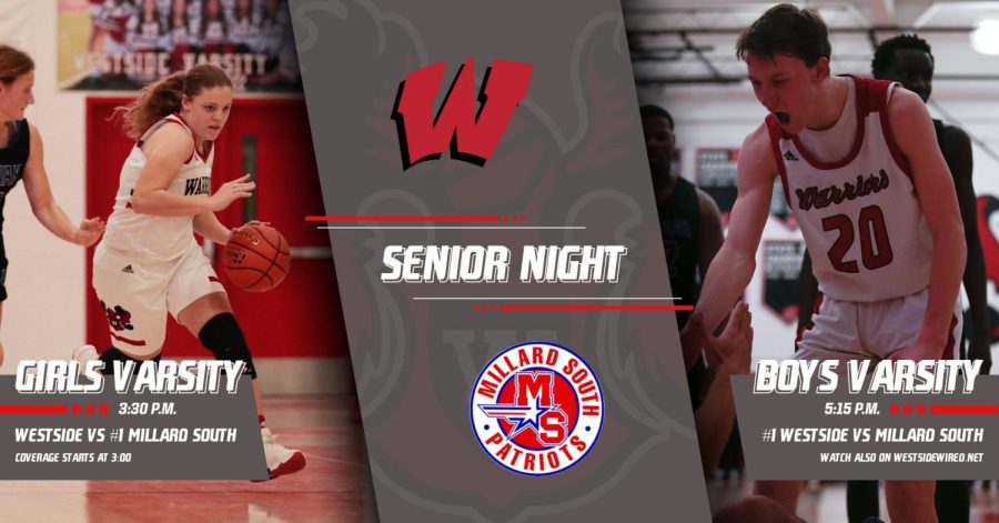 Westside girls and boys basketball players to be honored in between the doubleheader. Watch all night long on Warrior Television and westsidewired.net