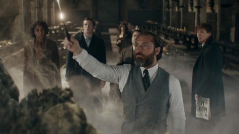 Dumbledore (Law) and his allies planning how to take down Grindelwald (Mikkelsen).